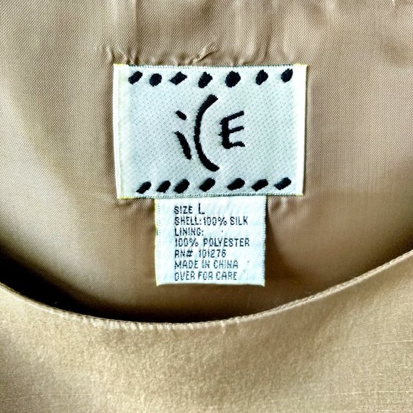 ICE Gold Silk Satin Sleeveless Top – Side-Zip with Sequin Hem Detail - LARGE - Picture 8 of 9